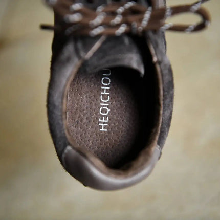 Fashionable Retro Thick Bottom Sports Shoes Women's Increased Height Dequn Shoes Comfortable Genuine Leather Rubber Outsole