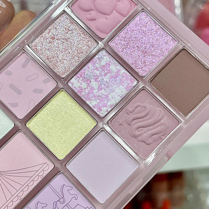 12Color Pink Brown Eye Shadow Tray Pearl Glitter Earth Matte Chocolate Eyeshadow Palette Korea Low Saturation Eye Pigment Makeup