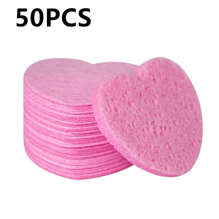 10/20/50PCS Pink Heart Shape Facial Sponges Pad Compressed Natural Reusable Facial Cleansing Pads Exfoliating For Cleansing
