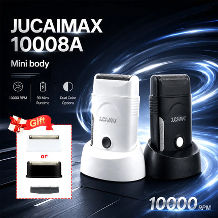 JUCAI 10008A Men Electric Shaver Beard Trimmer for Men Mini Body Cordless with Dock 10000RPM Professional Shaver for Barbershop