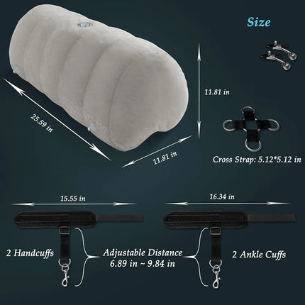 Sex Pillow Couples Sex Toys, SM Product Heart Shaped Inflatable Cushion Furniture for Bedroom Dildo Mount, Cross Strap, Nipple C