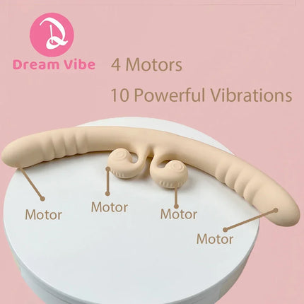 4-Motor Double Dildo Vibrator 10 Powerful Vibrations Women's Pleasure Massager Lesbian Love Toy Gift Penetration Sex Toy Girl