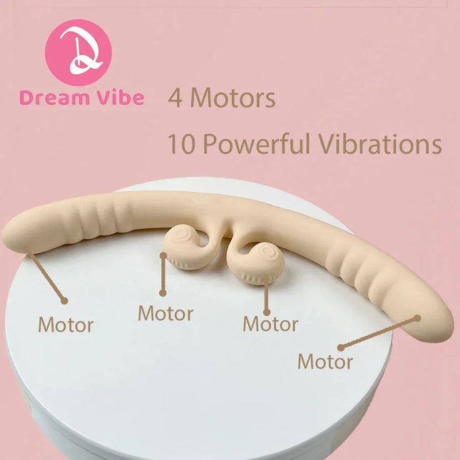 4-Motor Double Dildo Vibrator 10 Powerful Vibrations Women's Pleasure Massager Lesbian Love Toy Gift Penetration Sex Toy Girl