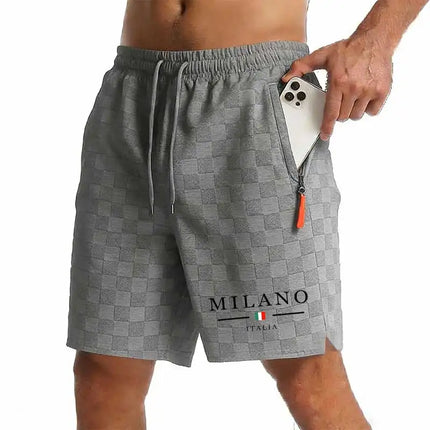 New Summer Men Zipper Pocket Sweatpants Casual Shorts Men's Beach Shorts Basketball Short Trousers Print Label Sportswear Men