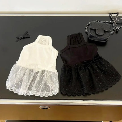 Lace Dog Skirts Pet Dresses Princess Dress Summer Fashion Dog Dresses Teddy Black Dog Vest Cat Dress Chihuahua Pet Clothing