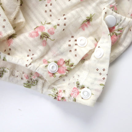 Infant Baby Girl Summer Jumpsuit Set Floral Elasticated Bust Sleeveless Strap Ruffled Romper with Bow Headband Outfit