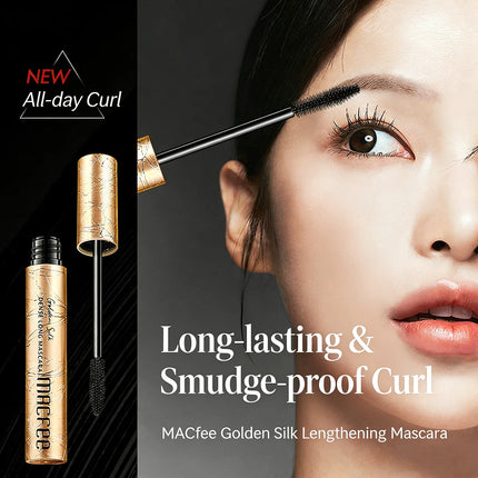 Macfee Golden 4D Curling Mascara – Lengthening, Waterproof, Sweatproof, Long-Lasting, Smudge-Proof, Unisex, Gentle