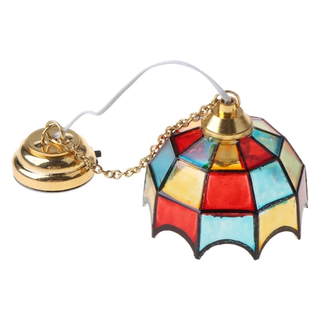 1:12 Scale Mini LED Chandelier Ceiling Lamp Model Dollhouse Miniature Accessory Living Room Bedroom Toy for Doll House Decoration