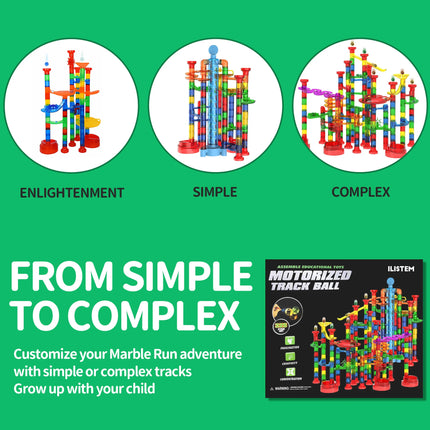 Glowing Marble Run for Kids Motorized Elevator Marble Maze Toy with Glow in The Dark Marbles Pcs Set Building Blocks for Boys Girls Best Birthday Gifts for Kids