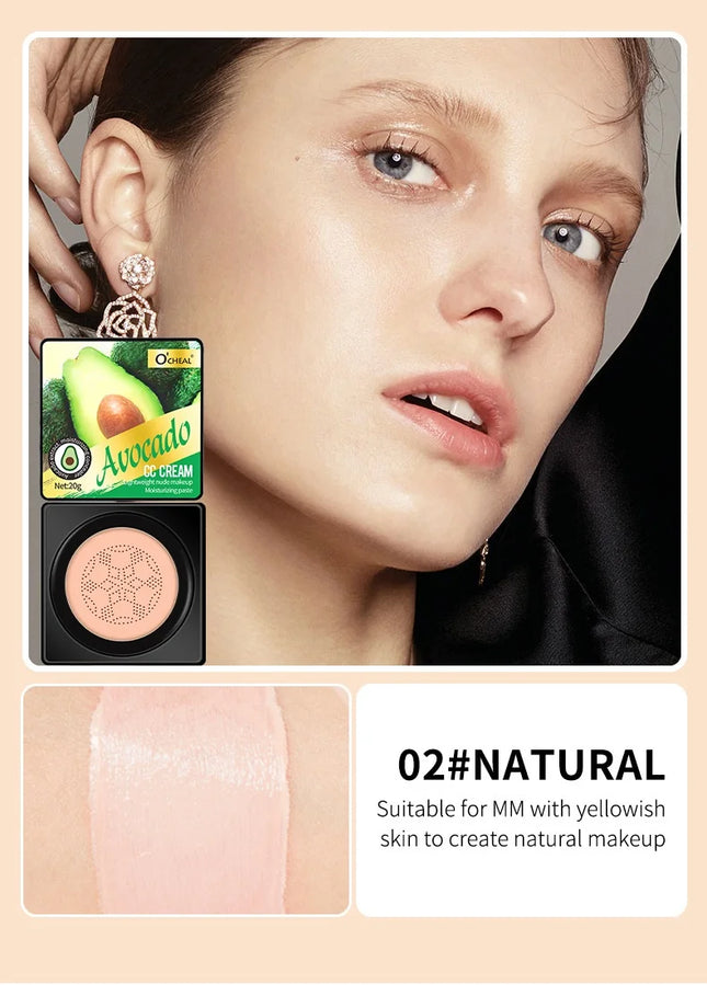Air Cushion Foundation CC Cream Lightweight Natural Moisturizing Concealer Long Lasting Even Skin Tone Contour Makeup