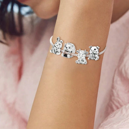 925 Sterling Silver Hedgehog Dinosaur Animal Series Spot Dog Charms Beads Fit Original Pan Bracelet High Quality DIY Jewelry