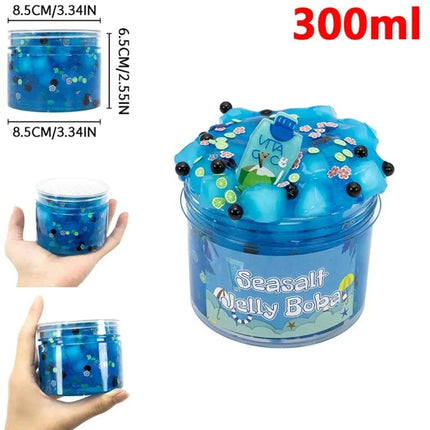 Soft 300ml/70ml Slime Kit Non-Sticky Fruit Crunchy Jelly Cube Slime Stress Relief Glitter Clear Slime Party Favor Gifts