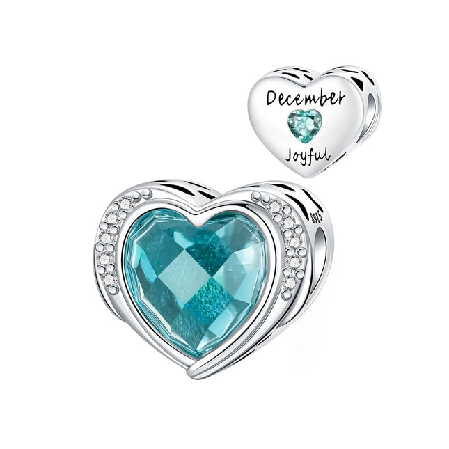 925 Sterling Silver January-December Birthday Stone Love Zircon Pendant Bead Fit Charms Necklace Bracelet Women Jewelry DIY Gift