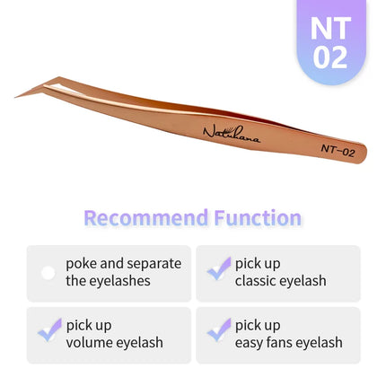 New Professional Fiber Tip Tweezers Rose Gold Lashes Tweezers Stainless Steel Eyelash Extension Tweezers Makeup Tools