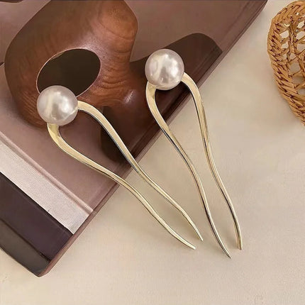 New Pearl U-shaped Tassel Hair Sticks Women's Fashion Ponytail Metal Hairpin for Girls Styling Tools Delicate Hair Accessories