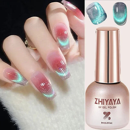 Japanese Style Black Glass Cat Magnetic Gel Nail Polish Punk Style Nail Art Manicure Varnis Semi Permanent Gel for Winter