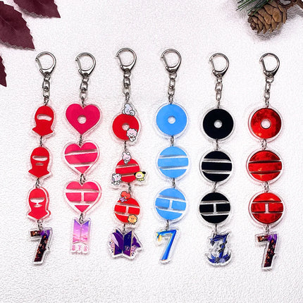 1/7Pcs Korean K-Pop Fan Boy Band Bangtan Boys Keychain Accessories Acrylic Charms Pendant For Bag Key Holder Backpack Decoration