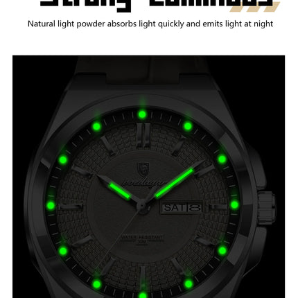 POEDAGAR High Quality Fashion Men's Wristwatch Waterproof Luminous Date Week Business Quartz Men's Watches Leather Men Watch Reloj