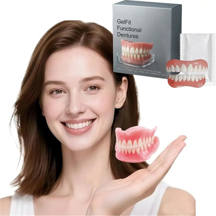 Silicone Dentures False Teeth Full Set Soft Safety Easy to Use Perfect Fit Oral Improve Tooth Loss Broken Temporary Improve