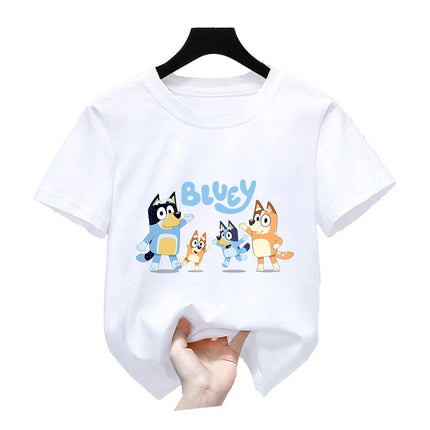 Bluey Girls T-shirt Kids' Clothing Summer Printed Cartoon Tees Short Sleeve Kids' Cotton Outfits Tops