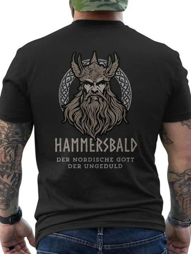 Hammersbald God of Impatience Men'S Graphic T-Shirt Soft Crew Neck Tee with Warrior Design All-Season Comfort Fit