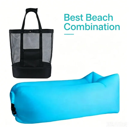 LUSQI Inflatable Lounger Air Sofa Extra Thick Foldable Couch For Outdoor Camping Beach Patio Quick Inflation Home Furniture
