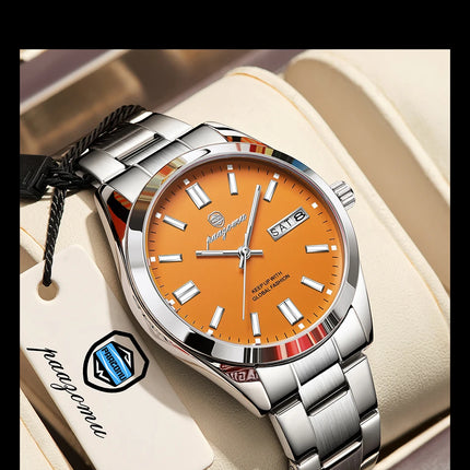 PAAZOMU Top Luxury Man Watch Waterproof Stainless Steel Men Wristwatch Luminous Date Week Fashion Business Quartz Men's Watches
