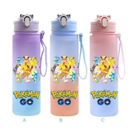 750ML Pokemon Gradient Color Plastic Drinking Bottle Water Bottle Hiking  Outdoor Large Capacit Portable Drink Bottles Cup