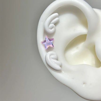 Sweet Angel's Wings Stainless Steel Ear Bone Nail Cute Acrylic Love Heart Cross Earrings for Women Body Puncture Accessories