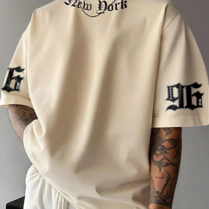 The new men's T-shirt for the summer of 2025 features a casual fashionable comfortable and breathable 3D letter pattern print