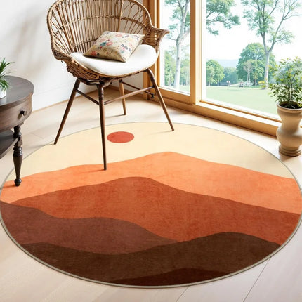 Large Round Geometric Landscape Area Rug Green Mountain Layers Living Room Bedroom Modern Decor Carpet Home Decoration