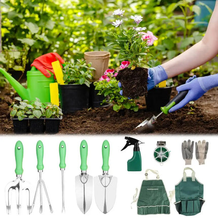 Non-slip Handle Garden Tools Stainless Steel Gardening Tool Set with Non-slip Handle Fashion Storage Tote Home Supplies