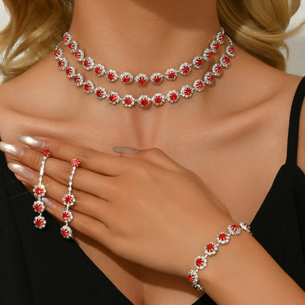 Fashionable geometric circular simple luxury style necklace earrings bracelet jewelry set party holiday daily wear