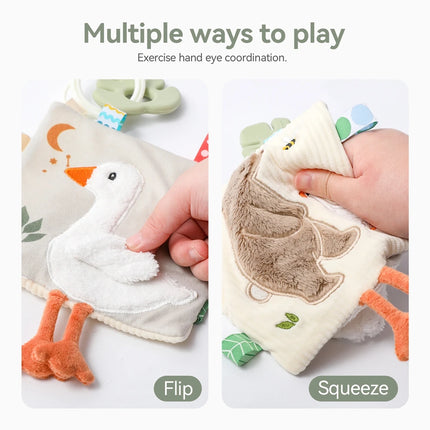 Soft Baby Comfort Blanket with Teether, Sensory Plush Security Toy for Infants, Cute Animal Butterfly/Bear/Elephant Design with
