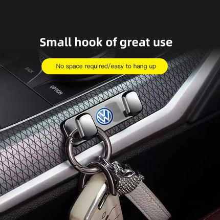 VW Logo Car Interior Accessories Zinc Alloy Storage Hooks For VW GTI Scirocco Polo Passat B5 B6 Golf Tiguan Jetta T-ROC Beetle