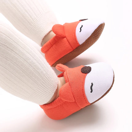 Cartoon Animal Pattern Newborn Baby Shoes Boys Girls 0-18M Slippers Soft Sole Non-slip Crib First Walker Winter Warm Booties