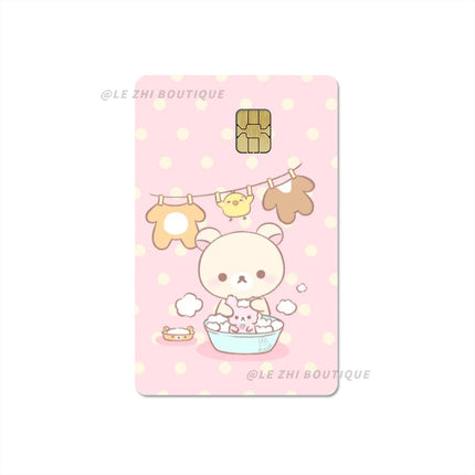 Japan Anime Cute Cartoon Bear Credit Debit Card Sticker Kawaii Bus Pass Diy Waterproof Small Chip Film Sticker Decoration
