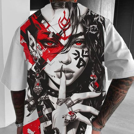 Men's and Women's Summer Fashion 3D Print Japanese Anime Printing T-shirt Casual Polyester Round Neck Casual Short Sleeve Tees