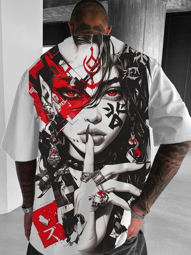 Men's and Women's Summer Fashion 3D Print Japanese Anime Printing T-shirt Casual Polyester Round Neck Casual Short Sleeve Tees