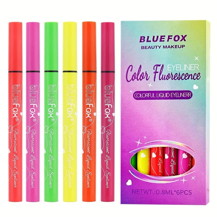 6pc Matte Eyeliner Stick Pack,Fluorescent Eyeliner Pencil Set,Waterproof Vibrant Color Glow Neon Makeup Pens for Bold Eye Makeup