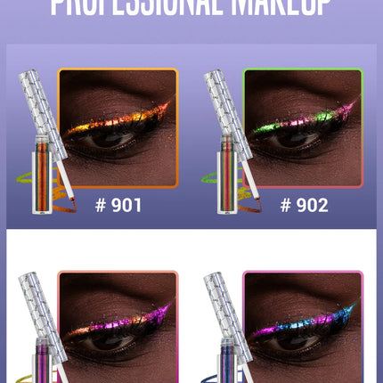CHARMACY Duochrome Glitter Liquid Eyeliner Long Lasting Waterproof Smudgeproof Ultra Fine Tip Eye Liner Women Makeup Cosmetics