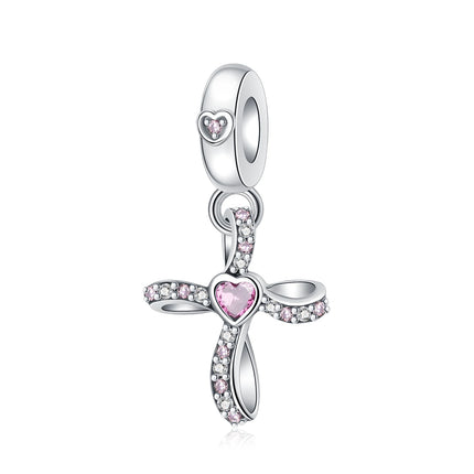 925 sterling silver wings Sister Cross pendant charms fit original 4mm Aperture bracelet charm beads necklace Diy female jewelry