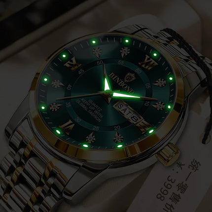 BINBOND Stainless Steel Quartz Wristwatch Top Brand Luxury Clock 3ATM Waterproof Business Men Watches Men Gifts Relojes