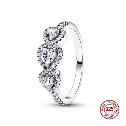 New 925 Silver Sun and Moon Love Princess Zircon Oxide Enamel Heart Love Ring Fashion Fine Jewelry For Women Gift Hypoallergenic