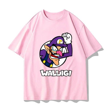 Super Mario Waluigi T-shirt Men and Women Summer Cotton Y2K Clothing Fashion Breathable Anime Fans Short Sleeve Tops Streetwear
