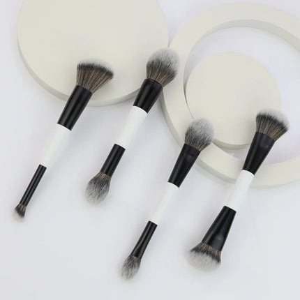Double Head Makeup Brushes 2 In 1 Flat Angled Foundation Concealer Contour for Blending Loose Powder Liquid Cream Cosmetic Tools