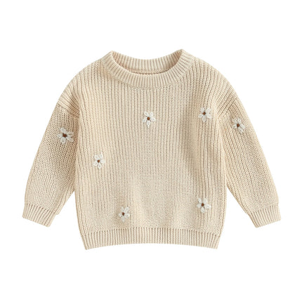 Baby Girl Sweater Long Sleeve Crew Neck Flower Winter Warm Knit Pullover Sweater Infant Clothes