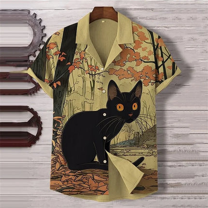Summer Men's Short Sleeve Shirt Art Octopus Pattern 3D Printed Linen Short Sleeve Men's Shirt Casual Hawaiian Top