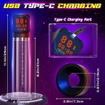 Electric Pump Automatic Vacuum Penis Pump With 5 Suction Modes and 6 Training Modes Digital Display & Strong Suction Power 18+
