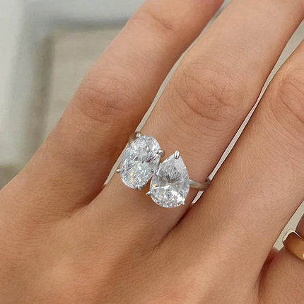 925 Sterling Silver Simple Classic Zircon Pear Shaped Oval Ring For Women Engagement Wedding Luxury High Quality Fine Jewelry